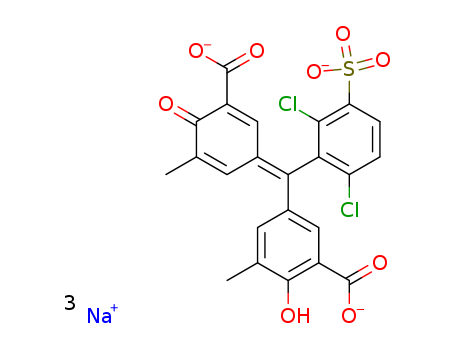low price ISO factory high purityBenzoic acid,5-[(3-carboxy-5-methyl-4-oxo-2,5-cyclohexadien-1-ylidene)(2,6-dichloro-3-sulfophenyl)methyl]-2-hydroxy-3-methyl-,sodium salt (1:3)