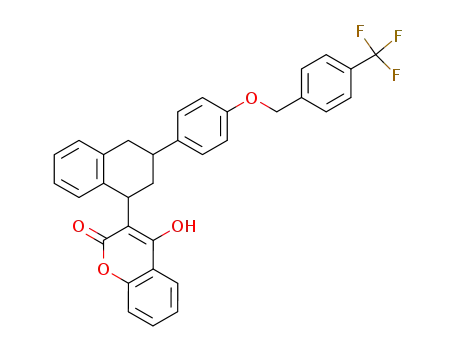 Molecular Structure of 104563-61-3 (2-hydroxy-3-[(1S,3R)-3-(4-{[4-(trifluoromethyl)benzyl]oxy}phenyl)-1,2,3,4-tetrahydronaphthalen-1-yl]-4H-chromen-4-one)