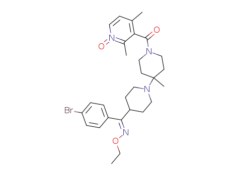 Molecular Structure of 370893-06-4 ([4-[4-[C-(4-bromophenyl)-N-ethoxy-carbonimidoyl]-1-piperidyl]-4-methyl-1-piperidyl]-(2,4-dimethyl-1-oxido-pyridin-3-yl)methanone)
