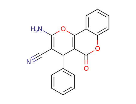 Molecular Structure of 96767-93-0 (2-amino-5-oxo-4-phenyl-4H,5H-pyrano[3,2-c]chromene-3-carbonitrile)