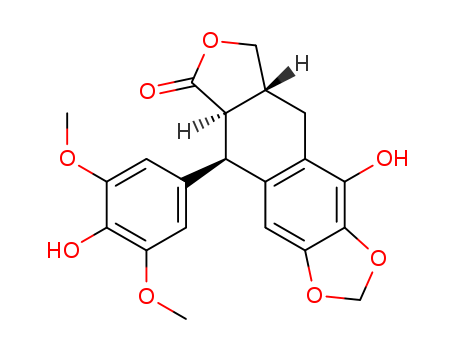 Furo[3',4':6,7]naphtho[2,3-d]-1,3-dioxol-6(5aH)-one,5,8,8a,9-tetrahydro-10-hydroxy-5-(4-hydroxy-3,5-dimethoxyphenyl)-,(5R,5aR,8aR)- cas  568-53-6