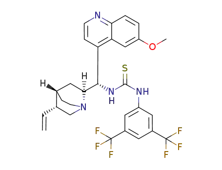 Molecular Structure of 852913-16-7 (Epi-N-Quinyl-N’-bis(3,5-trifluoromethyl)
phenylthiourea)