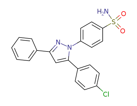 Molecular Structure of 78794-60-2 (Benzenesulfonamide, 4-[5-(4-chlorophenyl)-3-phenyl-1H-pyrazol-1-yl]-)