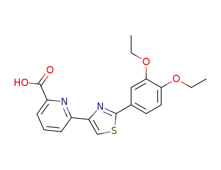 Molecular Structure of 145739-56-6 (6-[2-(3,4-diethoxyphenyl)-1,3-thiazol-4-yl]pyridine-2-carboxylic acid)