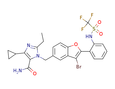 3-[[3-bromo-2-[2-(trifluoromethylsulfonylamino)phenyl]-1-benzofuran-5-yl]methyl]-5-cyclopropyl-2-ethylimidazole-4-carboxamide
