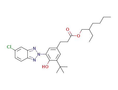Molecular Structure of 83044-90-0 (2-ethylhexyl 3-[3-tert-butyl-4-hydroxy-5-(5-chloro-2H-benzotriazol-2-yl)phenyl]propionate)