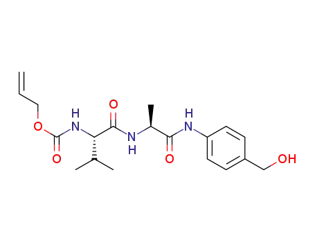 Molecular Structure of 1343407-91-9 (allyl ((S)-1-(((S)-1-((4-(hydroxymethyl)phenyl)amino)-1- oxopropan-2-yl)amino)-3-methyl-1-oxobutan-2-yl)carbamate)