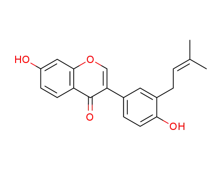 Molecular Structure of 41060-15-5 (4H-1-Benzopyran-4-one,7-hydroxy-3-[4- hydroxy-3-(3-methyl-2-butenyl)phenyl]- )