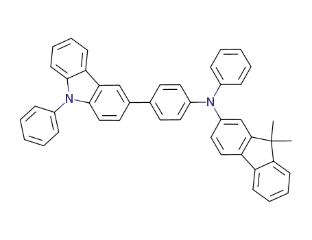 Molecular Structure of 1160294-59-6 (9,9-dimethyl-N-phenyl-N-(4-(9-phenyl-9H-carbazol-3-yl)phenyl)-9H-fluoren-2-amine)