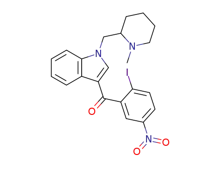 Molecular Structure of 444912-53-2 (Methanone,
(2-iodo-5-nitrophenyl)[1-[[(2S)-1-methyl-2-piperidinyl]methyl]-1H-indol-3
-yl]-)