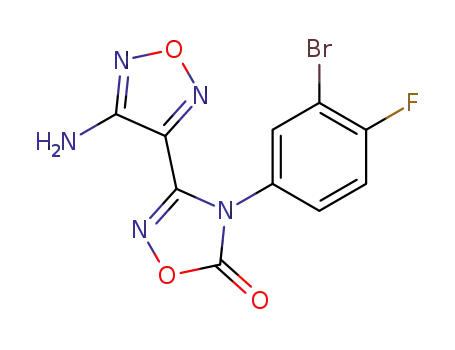 Molecular Structure of 914471-43-5 (3-(4-Amino-1,2,5-oxadiazol-3-yl)-4-(3-bromo-4-fluorophenyl)-1,2,4-oxadiazol-5(4H)-one)