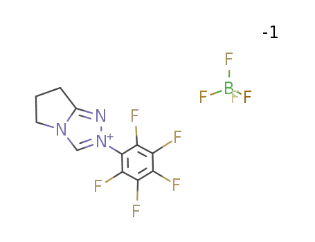 Molecular Structure of 862095-91-8 (6,7-DIHYDRO-2-PENTAFLUOROPHENYL-5H-PYRROLO(2,1-C)-1,2,4-TRIAZOLIUM TETRAFLUOROBORATE, 97%)