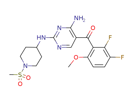Molecular Structure of 741713-40-6 ([4-Amino-2-[(1-methylsulfonylpiperidin-4-yl)amino]pyrimidin-5-yl](2,3-difluoro-6-methoxyphenyl)methanone(R 547))