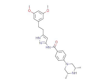 AZD4547;N-(5-(3,5-dimethoxyphenethyl)-1H-pyrazol-3-yl)-4-((3S,5R)-3,5-dimethylpiperazin-1-yl)benzamide