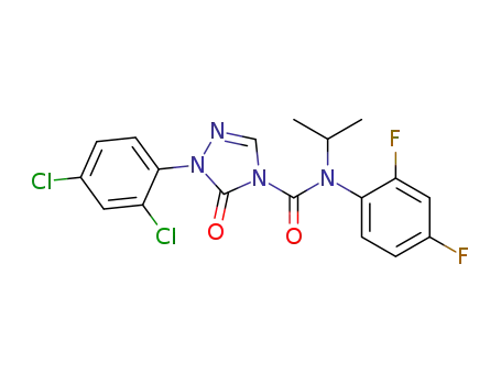 Molecular Structure of 212201-70-2 (4H-1,2,4-Triazole-4-carboxaMide, 1-(2,4-dichlorophenyl) -N-(2,4-difluorophenyl)-1,5-dihydro-N-(1-Methylethyl)- 5-oxo-)