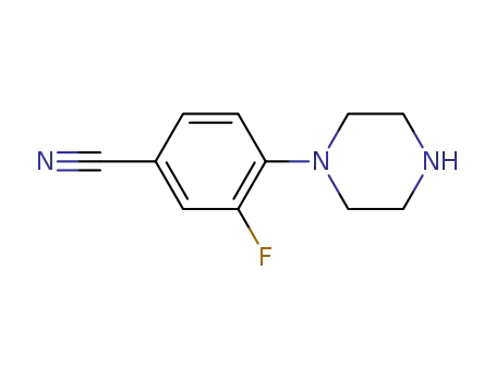 Molecular Structure of 182181-38-0 (3-Fluoro-4-piperazinylbenzenecarbonitrile)
