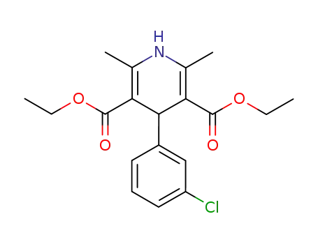 Molecular Structure of 58395-01-0 (3,5-Pyridinedicarboxylic acid,
4-(3-chlorophenyl)-1,4-dihydro-2,6-dimethyl-, diethyl ester)