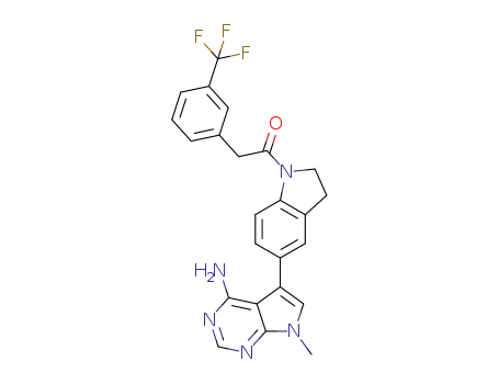 Molecular Structure of 1337531-36-8 (7Methyl-5-(1-{[3-(trifluoroMethyl)phenyl]acetyl}-2,3-dihydro1Hindol-5-yl)7Hpyrrolo[2,3d]pyriMidin-4-aMine)