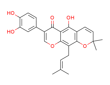 2H,6H-Benzo[1,2-b:5,4-b']dipyran-6-one,7- (3,4-dihydroxyphenyl)-5-hydroxy-2,2- dimethyl-10-(3-methyl-2-butenyl)-  cas  60297-37-2