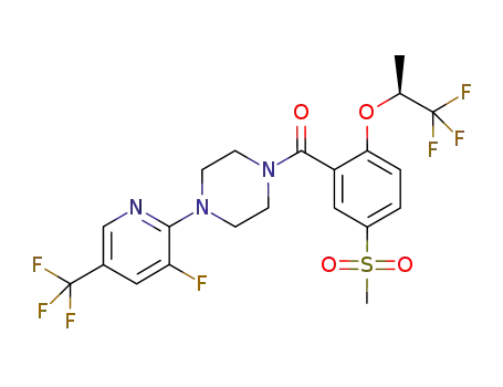 Molecular Structure of 845614-11-1 ([4-(3-Fluoro-5-trifluoromethylpyridin-2-yl)piperazin-1-yl][5-Methylsulfonyl-2-[((S)-2,2,2-trifluoro-1-methylethyl)oxy]phenyl]methanone)