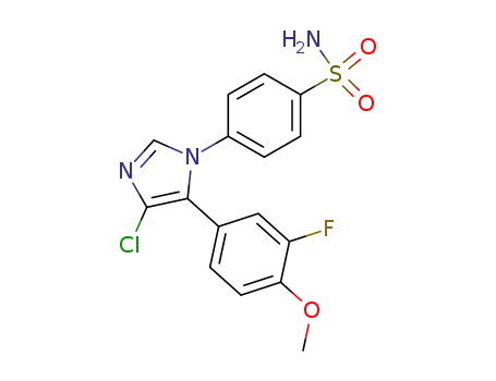 Molecular Structure of 265114-23-6 (4-[4-chloro-5-(3-fluoro-4-methoxy-phenyl)imidazol-1-yl]benzenesulfonam ide)