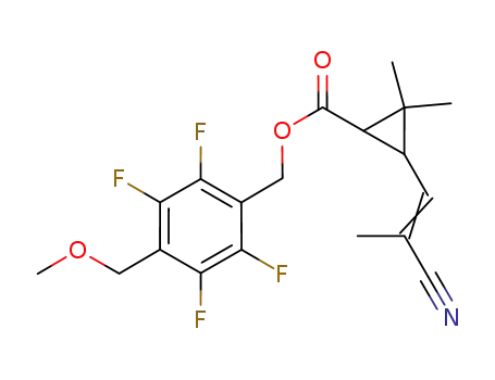 Molecular Structure of 609346-29-4 (4-methoxymethyl-2,3,5,6-tetrafluorobenzyl?3-(2-cyano-1-propenyl)-2,2-dimethylcyclopropanecarboxylate)