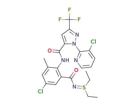 Molecular Structure of 1422677-87-9 (2-(3-chloro-2-pyridyl)-N-[2-methyl-4-chloro-6-[(diethyl-λ<sup>4</sup>-sulfanylidene)carbamoyl]phenyl]-5-(trifluoromethyl)-2H-pyrazole-3-carboxamide)