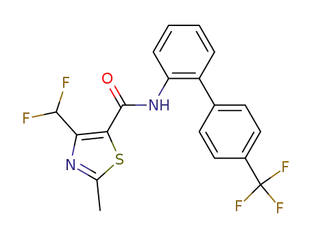 Molecular Structure of 577954-88-2 (5-Thiazolecarboxamide,
4-(difluoromethyl)-2-methyl-N-[4'-(trifluoromethyl)[1,1'-biphenyl]-2-yl]-)