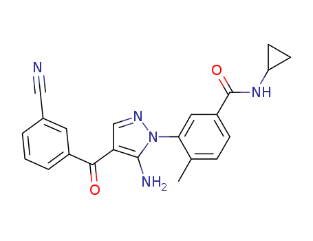 Benzamide,  3-[5-amino-4-(3-cyanobenzoyl)-1H-pyrazol-1-yl]-N-cyclopropyl-4-methyl  -