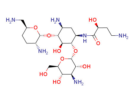 D-Streptamine,O-3-amino-3-deoxy-a-D-glucopyranosyl-(1&reg;6)-O-[2,6-diamino-2,3,4,6-tetradeoxy-a-D-erythro-hexopyranosyl-(1&reg;4)]-N1-[(2S)-4-amino-2-hydroxy-1-oxobutyl]-2-deoxy-