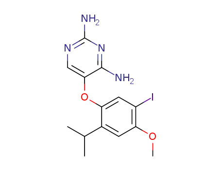 Molecular Structure of 865305-30-2 (2,4-Pyrimidinediamine, 5-[5-iodo-4-methoxy-2-(1-methylethyl)phenoxy]-)
