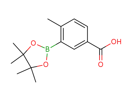 Molecular Structure of 515131-35-8 (3-METHYL-4-(4,4,5,5-TETRAMETHYL-1,3,2-DIOXABOROLAN-2-YL)BENZOIC ACID)