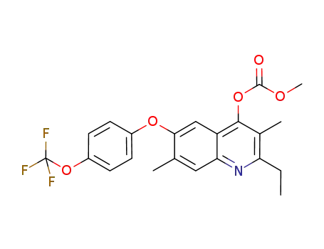 Molecular Structure of 875775-74-9 (Carbonic acid,
2-ethyl-3,7-dimethyl-6-[4-(trifluoromethoxy)phenoxy]-4-quinolinyl methyl
ester)