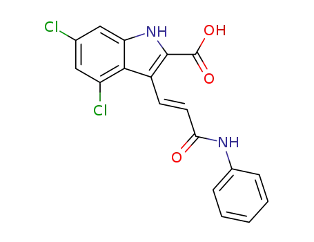 Molecular Structure of 153436-22-7 (4,6-DICHLORO-3-[(1E)-3-OXO-3-(PHENYLAMINO)-1-PROPENYL]-1H-INDOLE-2-CARBOXYLIC ACID SODIUM SALT)
