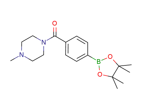 Molecular Structure of 832114-06-4 ((4-METHYL-PIPERAZINE-1-YL)-[4-(4,4,5,5-TETRAMETHYL-1,3,2-DIOXABOROLAN-2-YL)-PHENYL]-METHANONE)