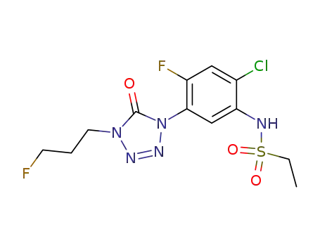 Molecular Structure of 112190-78-0 (N-{2-chloro-4-fluoro-5-[4-(3-fluoropropyl)-5-oxo-4,5-dihydro-1H-tetrazol-1-yl]phenyl}ethanesulfonamide)