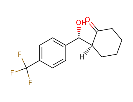 Molecular Structure of 898542-87-5 (Cyclohexanone, 2-[(R)-hydroxy[4-(trifluoromethyl)phenyl]methyl]-, (2S)-)