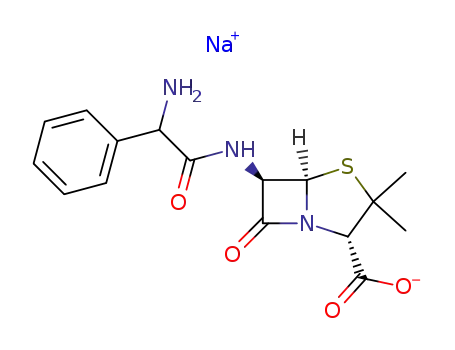Molecular Structure of 15497-42-4 (4-Thia-1-azabicyclo[3.2.0]heptane-2-carboxylic acid, 6-(2-amino-2-phenylacetamido)-3,3-dimethyl-7-oxo-, monosodium salt (8CI))