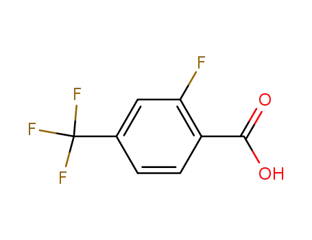 Molecular Structure of 115029-24-8 (2-FLUORO-4-(TRIFLUOROMETHYL)BENZOIC ACID)