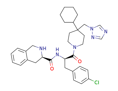 3-Isoquinolinecarboxamide, N-[(1R)-1-[(4-chlorophenyl)methyl]-2-[4-cyclohexyl-4-(1H-1,2,4-triazol-1-ylmethyl)-1-piperidinyl]-2-oxoethyl]-1,2,3,4-tetrahydro-, (3R)-