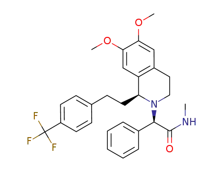 Molecular Structure of 871224-64-5 ((R)-2-((R)-6,7-dimethoxy-1-(4-(trifluoromethyl)phenethyl)-3,4-dihydroisoquinolin-2(1H)-yl)-N-methyl-2-phenylacetamide)
