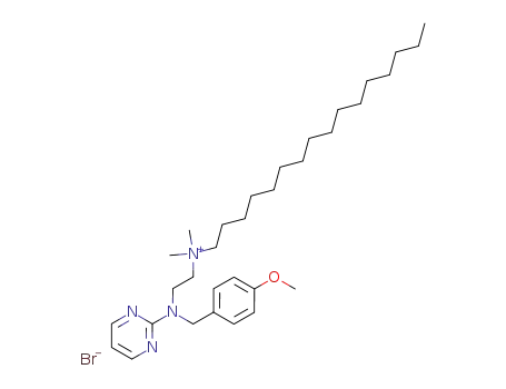 Molecular Structure of 553-08-2 (HEXADECYL[2-([P-METHOXYBENZYL]-2-PYRIMIDINYLAMINO)ETHYL]DIMETHYL-AMMONIUM BROMIDE)