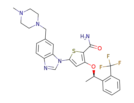 (R)-5-(6-((4-methylpiperazin-1-yl)methyl)-1H-benzo[d]imidazol-1-yl)-3-(1-(2-(trifluoromethyl)phenyl)ethoxy)thiophene-2-carboxamide