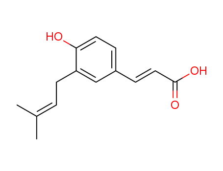 Molecular Structure of 78834-99-8 (2-Propenoic acid, 3-[4-hydroxy-3-(3-methyl-2-butenyl)phenyl]-)
