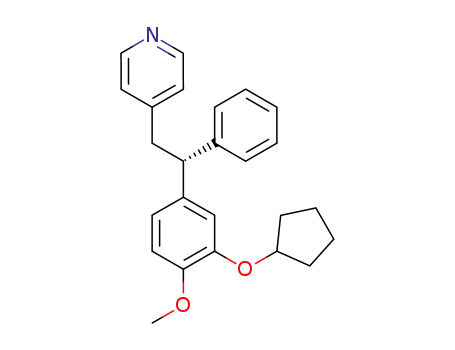 Molecular Structure of 162542-90-7 (4-(2-(3-(Cyclopentyloxy)-4-methoxyphenyl)-2-phenylethyl)pyridine)