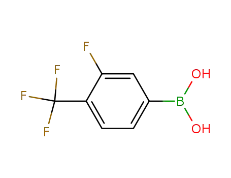Molecular Structure of 864759-68-2 (3-FLUORO-4-TRIFLUOROMETHYL-PHENYLBORONIC ACID)