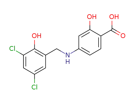Molecular Structure of 1181226-02-7 (4-((3,5-dichloro-2-hydroxybenzyl)amino)-2-hydroxybenzoic acid)
