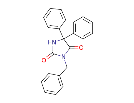 Molecular Structure of 34657-67-5 (2,4-Imidazolidinedione, 5,5-diphenyl-3-(phenylmethyl)-)