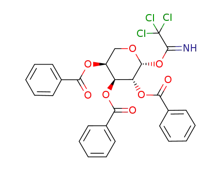 Molecular Structure of 247017-34-1 (2,3,4-tri-O-benzoyl-β-L-arabinopyranosyl trichloroacetimidate-<sup>4</sup>C<sub>1</sub>)