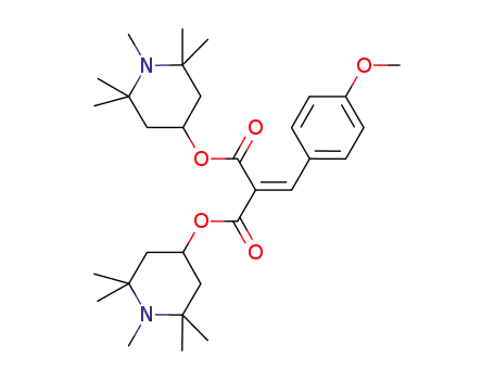 Molecular Structure of 147783-69-5 (Propanedioic acid, (4-methoxyphenyl)methylene-, bis(1,2,2,6,6-pentamethyl-4-piperidinyl) ester)